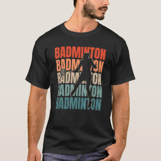Coole Retro Text Silhouette Badminton T-Shirt