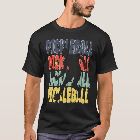 Coole Retro-Text-Silhouette Pickleball T-Shirt (Vorderseite)
