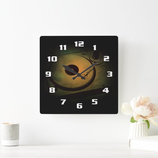 Coole Retro-Turntable Quadratische Wanduhr (Zuhause)