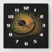 Coole Retro-Turntable Quadratische Wanduhr (Vorderseite)