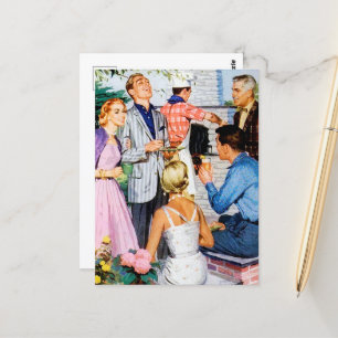 coole Retro-Vintage-BBQ-Party Postkarte
