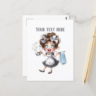 Coole Retro-Vintage Dame fügt Text hinzu Postkarte