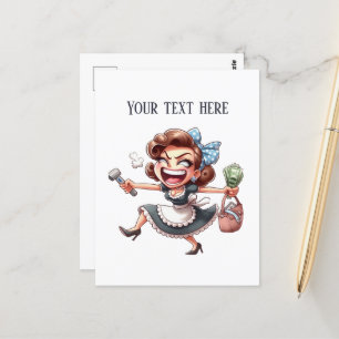Coole Retro-Vintage Dame fügt Text hinzu Postkarte