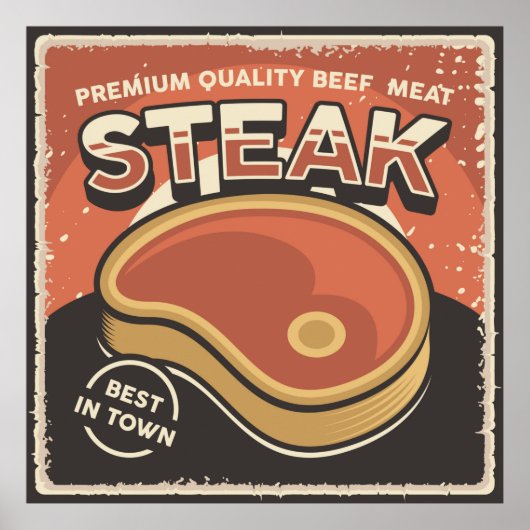 coole Retro-Vintage Metzgerei Poster (Vorne)