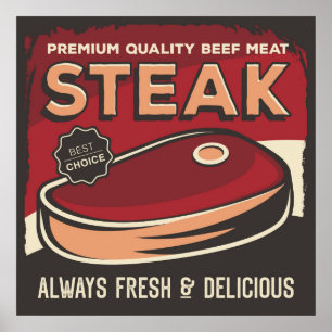 coole Retro-Vintage-Metzgerei-Poster Poster