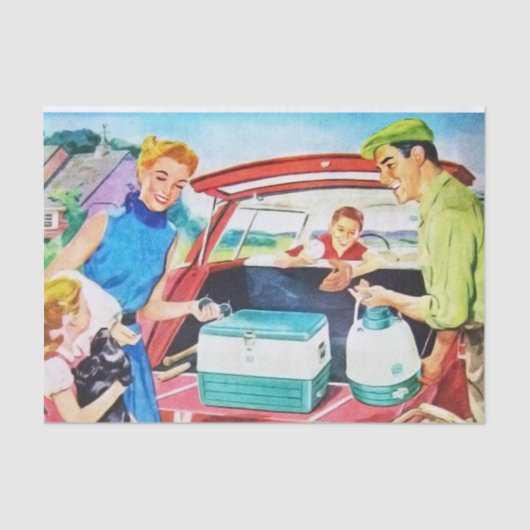 coole Retro-Vintage Reise Familiendecoupage Seidenpapier (Vorderseite)
