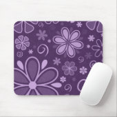 Coole Retro-violette Blumen Mousepad (Mit Mouse)