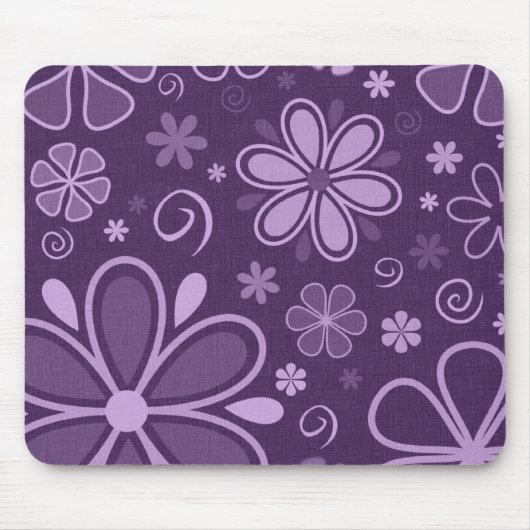 Coole Retro-violette Blumen Mousepad (Vorne)