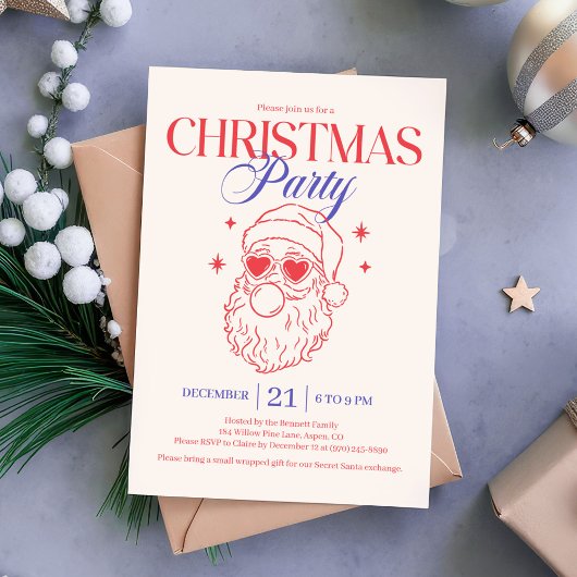 Coole Retro-Weihnachtsfeier Feiertagskarte