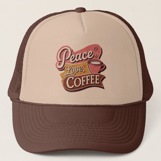 Coole Retro-Wort-Art Kaffee Truckerkappe (Vorderseite)
