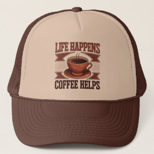 Coole Retro-Wort-Art Kaffee  Truckerkappe