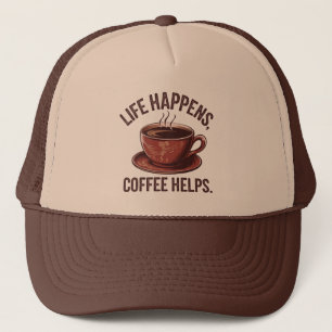 Coole Retro-Wort-Art Kaffee  Truckerkappe