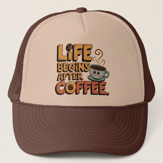 Coole Retro-Wortkunst Kaffee Truckerkappe (Vorderseite)
