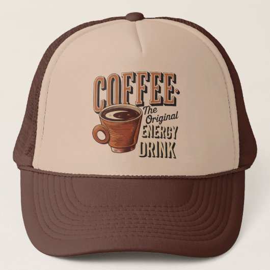 Coole Retro-Wortkunst Kaffee Truckerkappe (Vorderseite)