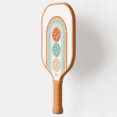 Coole Retrofarben Abstrakte Streifen Pickleball Schläger (Links)