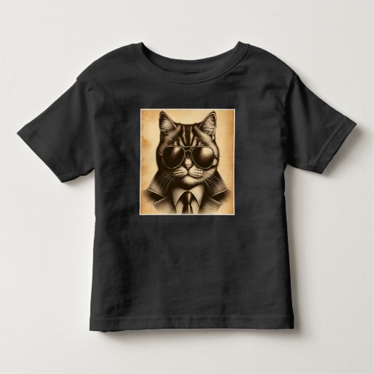 Coole Retrokatze in Aviator Sonnenbrille, Sepia Un Kleinkind T-shirt (Vorderseite)