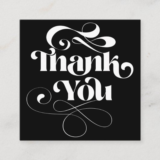 Coole Retroskriptreihenfolge in Schwarz Vielen Dan Quadratische Visitenkarte (Vorderseite)