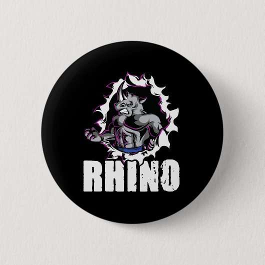 Coole Rhino-Fitness-Bodybuilding Button (Vorderseite)