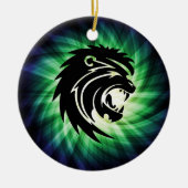 Coole Roaring Lion Silhouette Keramik Ornament (Vorne)
