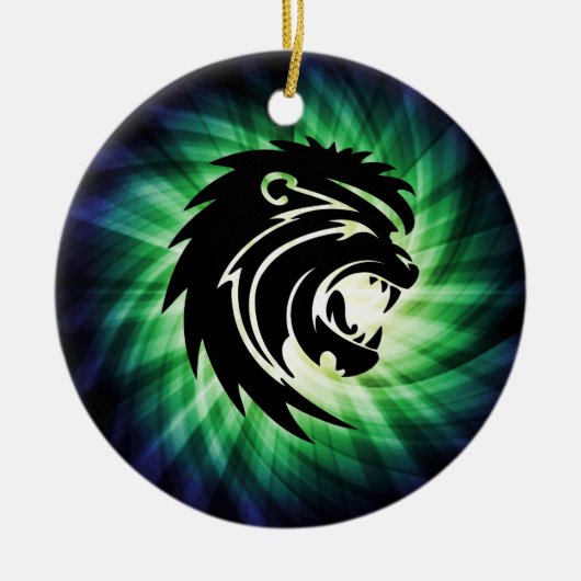 Coole Roaring Lion Silhouette Keramik Ornament (Vorne)