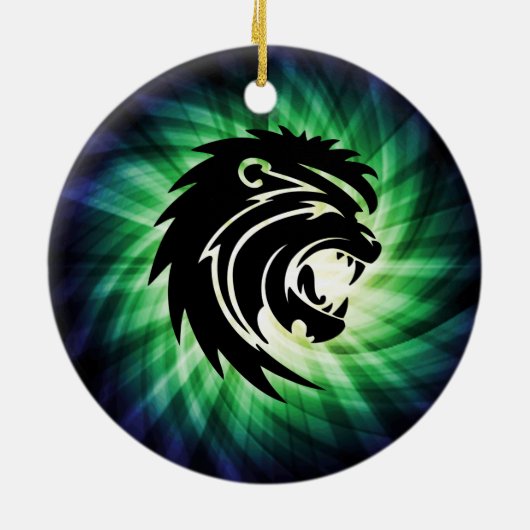 Coole Roaring Lion Silhouette Keramik Ornament (Hinten)