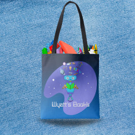 Coole Robot Reading & Learn in Galaxy Personalisie Tasche