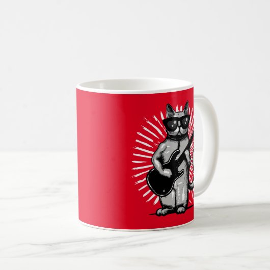 Coole Rock and Roll Cat Gitarre spielen Kaffeetasse (VorderseiteRechts)