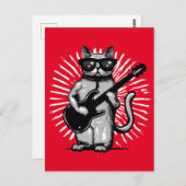 Coole Rock and Roll Cat Gitarre spielen Postkarte (Vorne/Hinten)