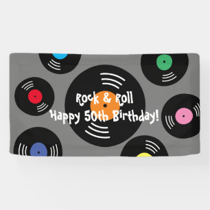 Coole Rock and Roll Geburtstagsparty-Banner-Schild Banner