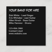 Coole Rock Band-Visitenkarten Quadratische Visitenkarte (Rückseite)