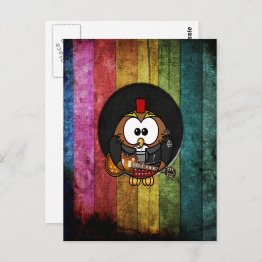 Coole Rock&Roll-Uhu mit Piercings Postkarte (Vorne/Hinten)