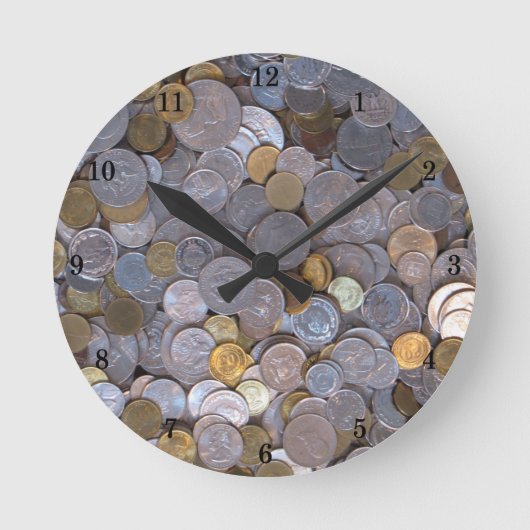 Coole Rolle der Coins Wall Clock Runde Wanduhr (Vorderseite)