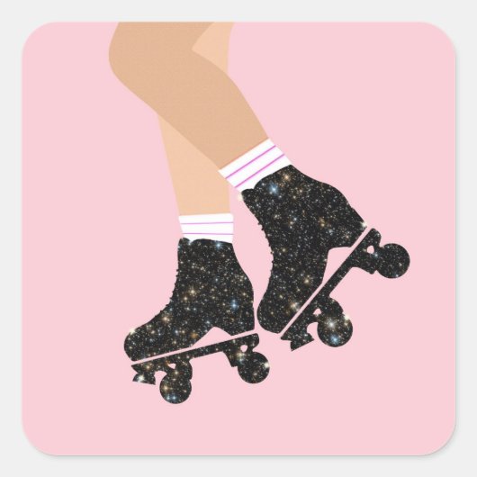 Coole Roller-Skate Derby Skater Pink Quadratischer Aufkleber (Vorderseite)