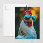 Coole Rooster Blue Sonnenbrille Postkarte (Vorne/Hinten)