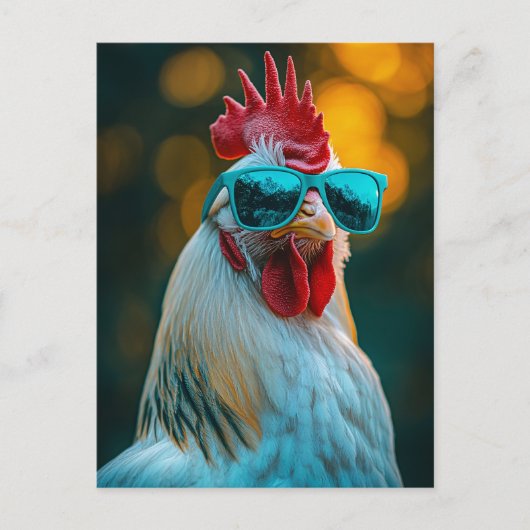 Coole Rooster Blue Sonnenbrille Postkarte (Vorderseite)