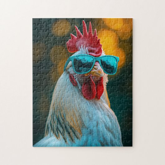Coole Rooster Blue Sonnenbrille Puzzle (Vertikal)