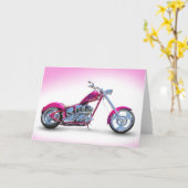 Coole rosa Chopper-Postkarte Karte (Gelbe Blume)