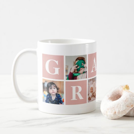 Coole Rosa FotoCollage Granny Tasse (Mit Donut)