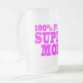 Coole rosa Geschenke für Mamas: SuperMama Mattglas Bierglas (Vorderseite Links)