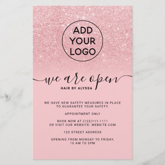 Coole Rosa Glitzer Preise Logo Wir sind offen Flye Flyer (Vorne)