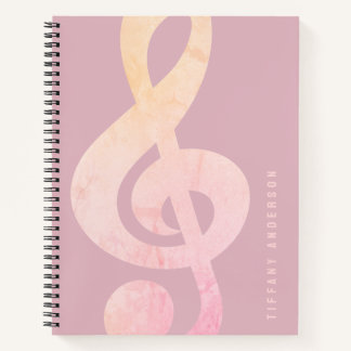 Coole Rosa Grunge Musik Art Monogram Name Notizblock