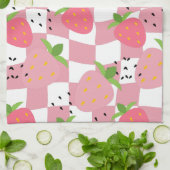 Coole rosa Kitchenette Erdbeeren Gestalt geprüft Geschirrtuch (Gefaltet)
