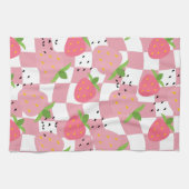 Coole rosa Kitchenette Erdbeeren Gestalt geprüft Geschirrtuch (Horizontal)