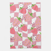 Coole rosa Kitchenette Erdbeeren Gestalt geprüft Geschirrtuch (Vertikal)