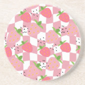 Coole rosa Kitchenette Erdbeeren Gestalt geprüft Getränkeuntersetzer (Vorne)