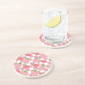 Coole rosa Kitchenette Erdbeeren Gestalt geprüft Getränkeuntersetzer (Seite)