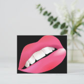 Coole Rosa Lippen Postkarte (Stehend Vorderseite)