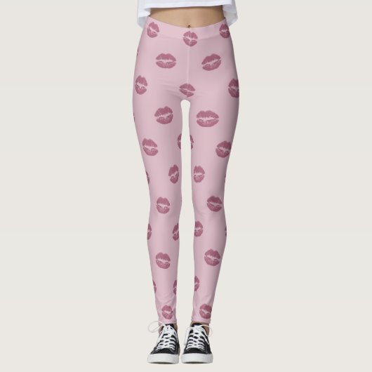 coole Rosa Lippen sexy Muster Rosa Design Leggings (Vorderseite)