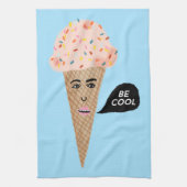 COOLE, rosa sprechende Eistüte Geschirrtuch (Vertikal)
