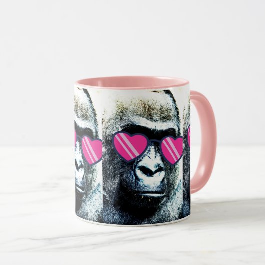 Coole Rosa-Tasse Gorilla Tasse (VorderseiteRechts)